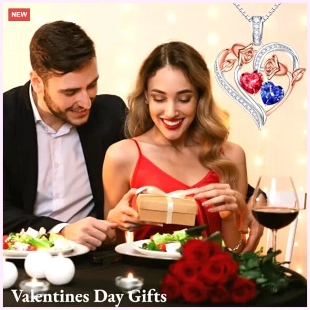 Sterling Silver Rose Heart Pendant Necklace Elegant Minimal Chic Anniversary